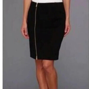 Vince Camuto Stretch‎ Grey Pencil Mini Skirt Gold Toned Zipper Accent Size 8